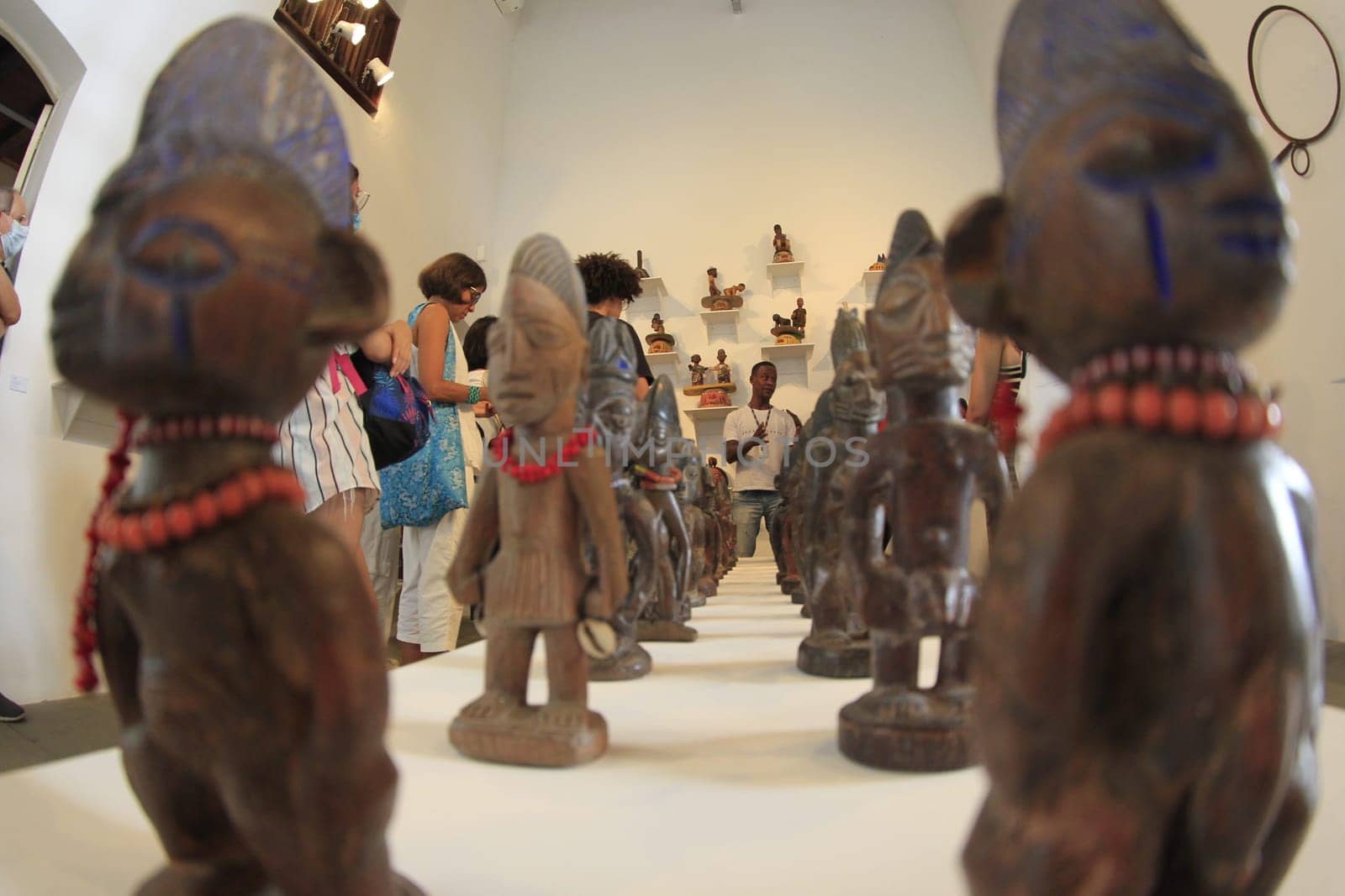 salvador, bahia, brazil - may 20, 2022: person visiting visiting exhibition at Solar do Unhao where the Museum of Modern Art - MAM - works in the city of Salvador.