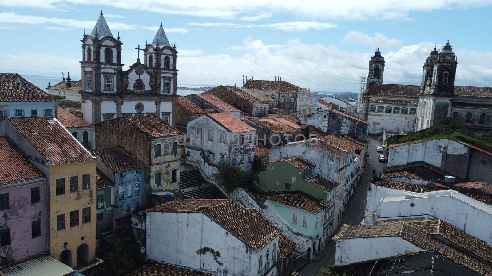 salvador, bahia, brazil - june 16, 2022: Decorative banners seen in the ornamentation for the festivities of Sao Joao in Pelourinho, Historic Center of the city of Salvador.