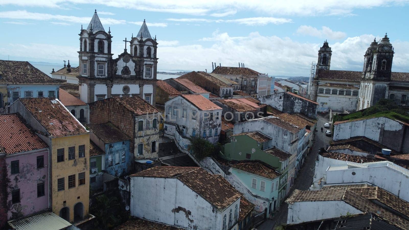 salvador, bahia, brazil - june 16, 2022: Decorative banners seen in the ornamentation for the festivities of Sao Joao in Pelourinho, Historic Center of the city of Salvador.