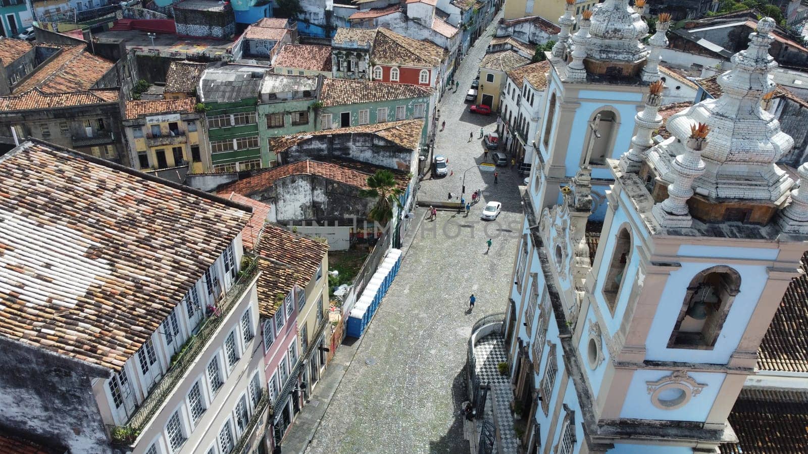 salvador, bahia, brazil - june 20, 2022: Decorative banners seen in the ornamentation for the festivities of Sao Joao in Pelourinho, Historic Center of the city of Salvador.