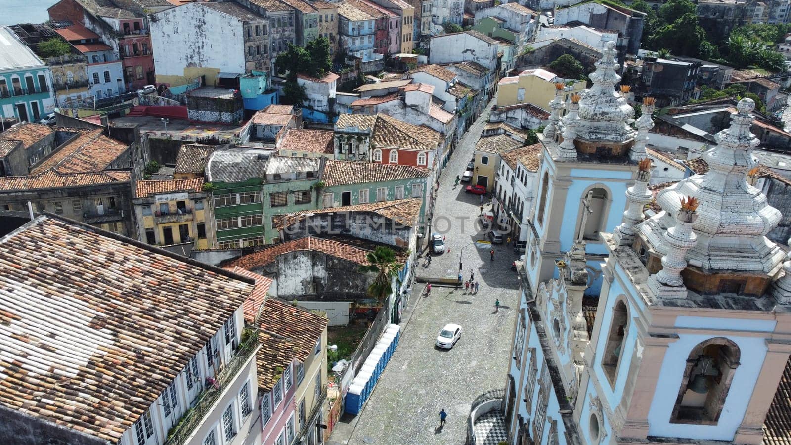 salvador, bahia, brazil - june 20, 2022: Decorative banners seen in the ornamentation for the festivities of Sao Joao in Pelourinho, Historic Center of the city of Salvador.