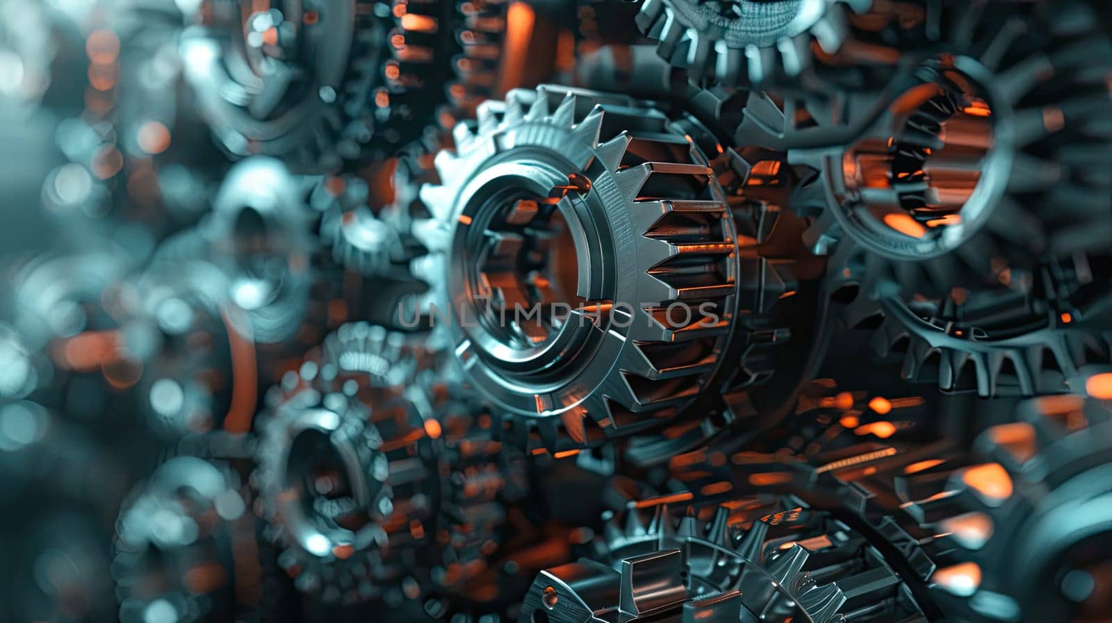Network of Interconnected Gears Showing Dynamic Relationships Between Various Resources.