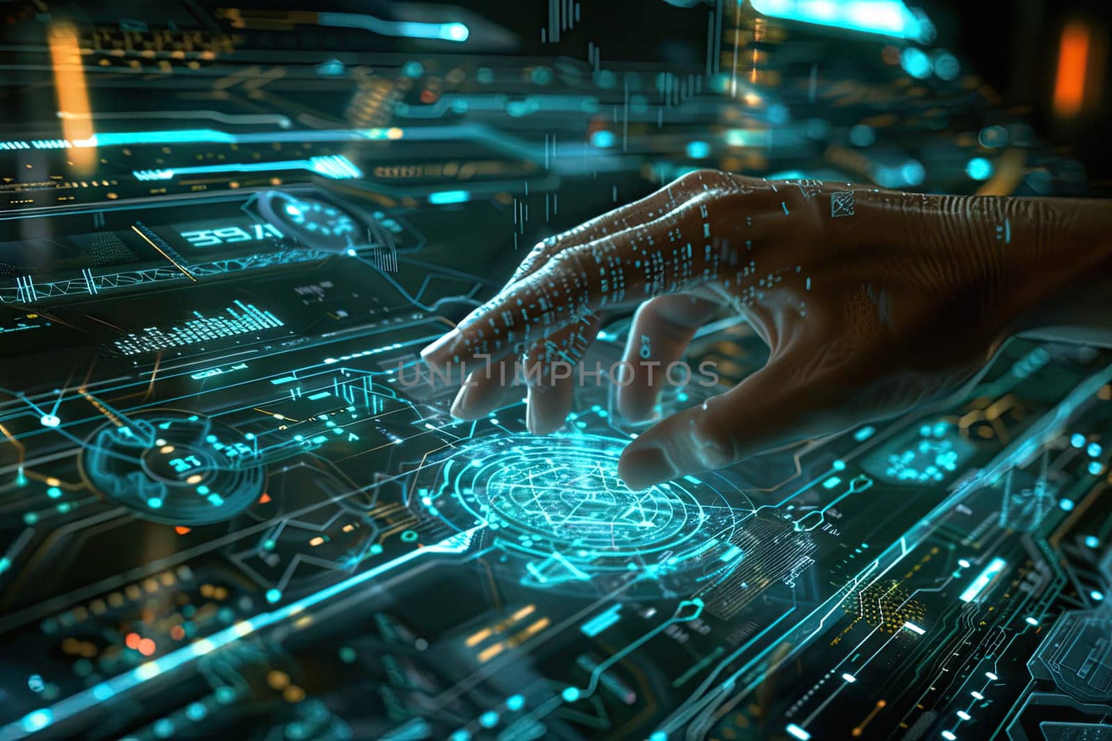 Futuristic Holographic Interface Optimizing Real-Time Resource Distribution with 3D Matrix Visualization.