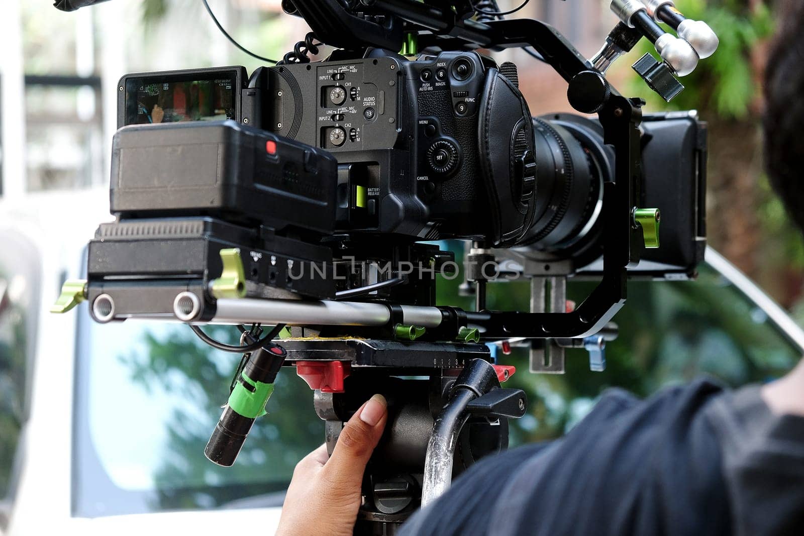 Video camera , film crew production