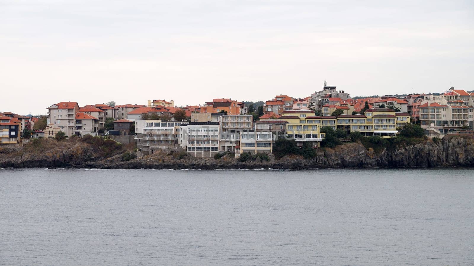 view from the sea to the Bulgarian resort town of Sozopol.