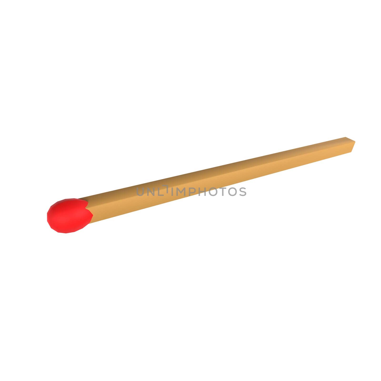 A red and orange matchstick is shown on a white background