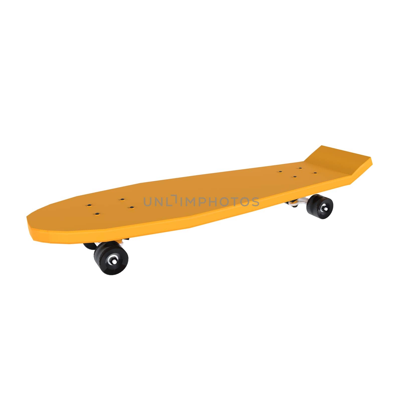 A yellow skateboard with black wheels