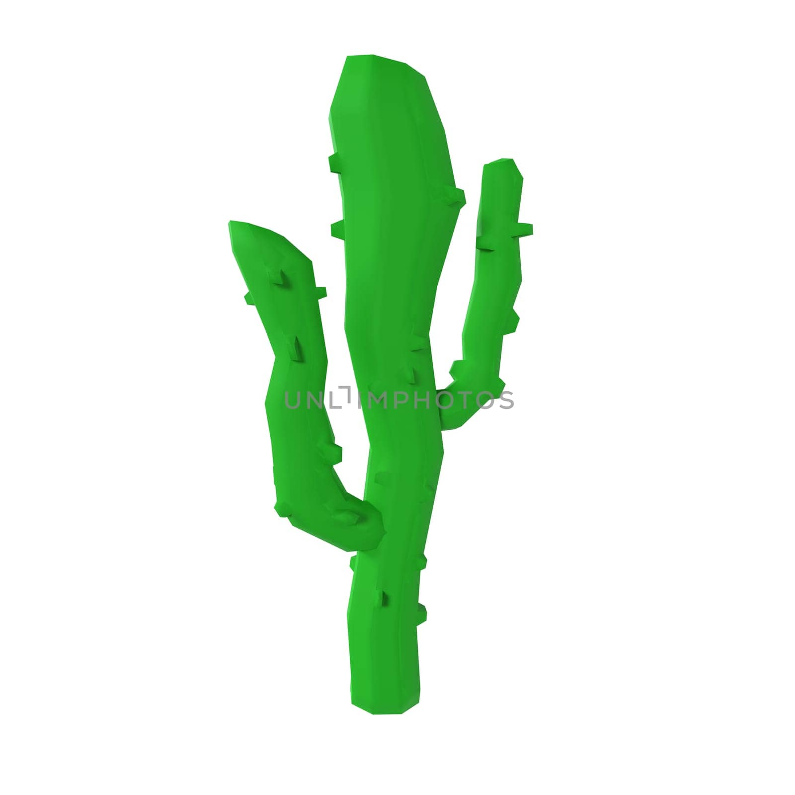 A green cactus with a green stem and green leaves