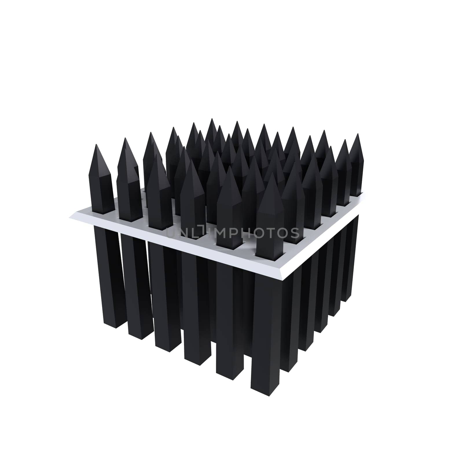 A black fence with many spikes on it
