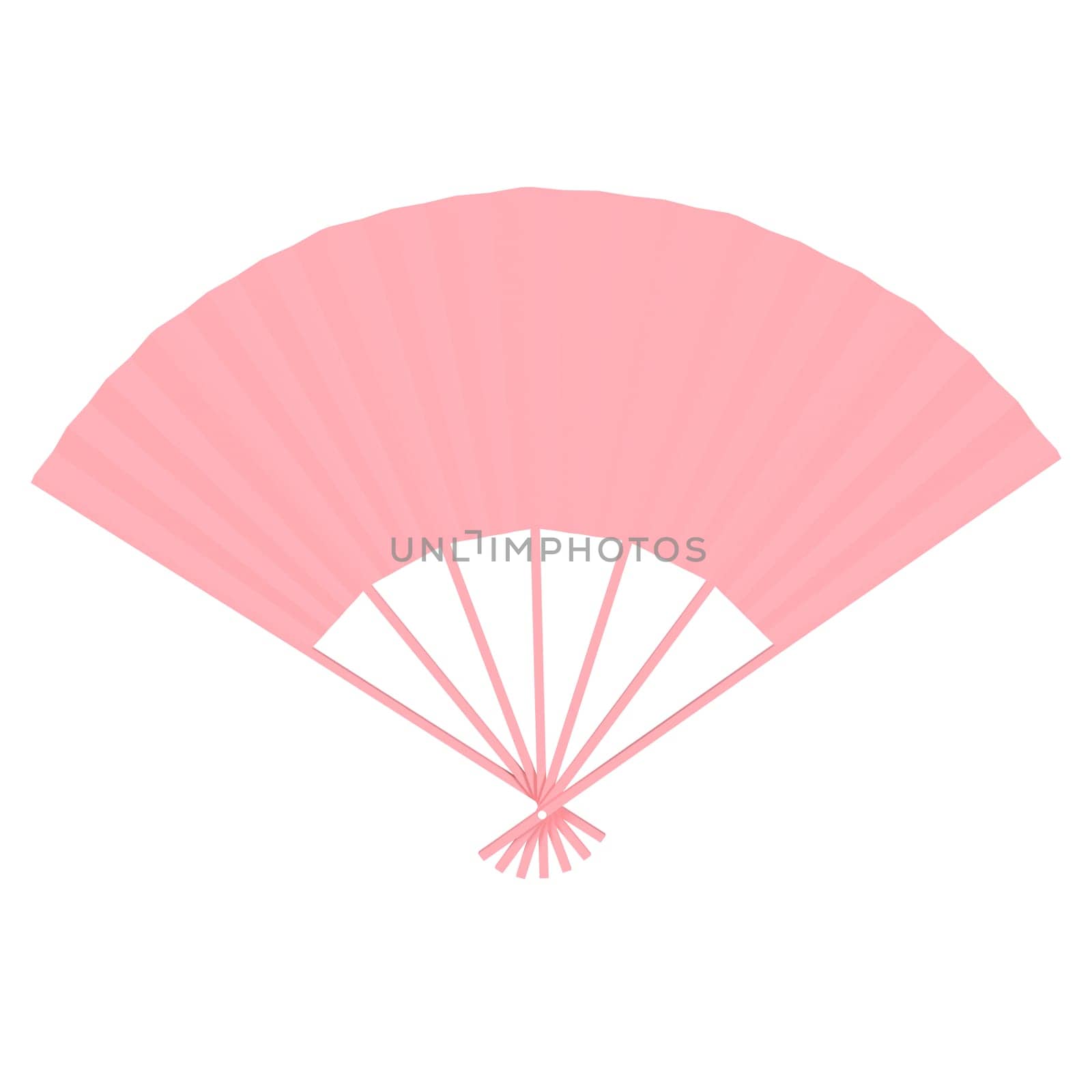 A pink fan with white trim
