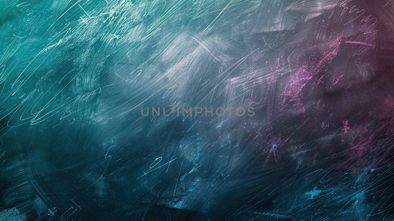 A chalkboard displays vibrant spirals and abstract shapes, showcasing the creativity of students during an art session.