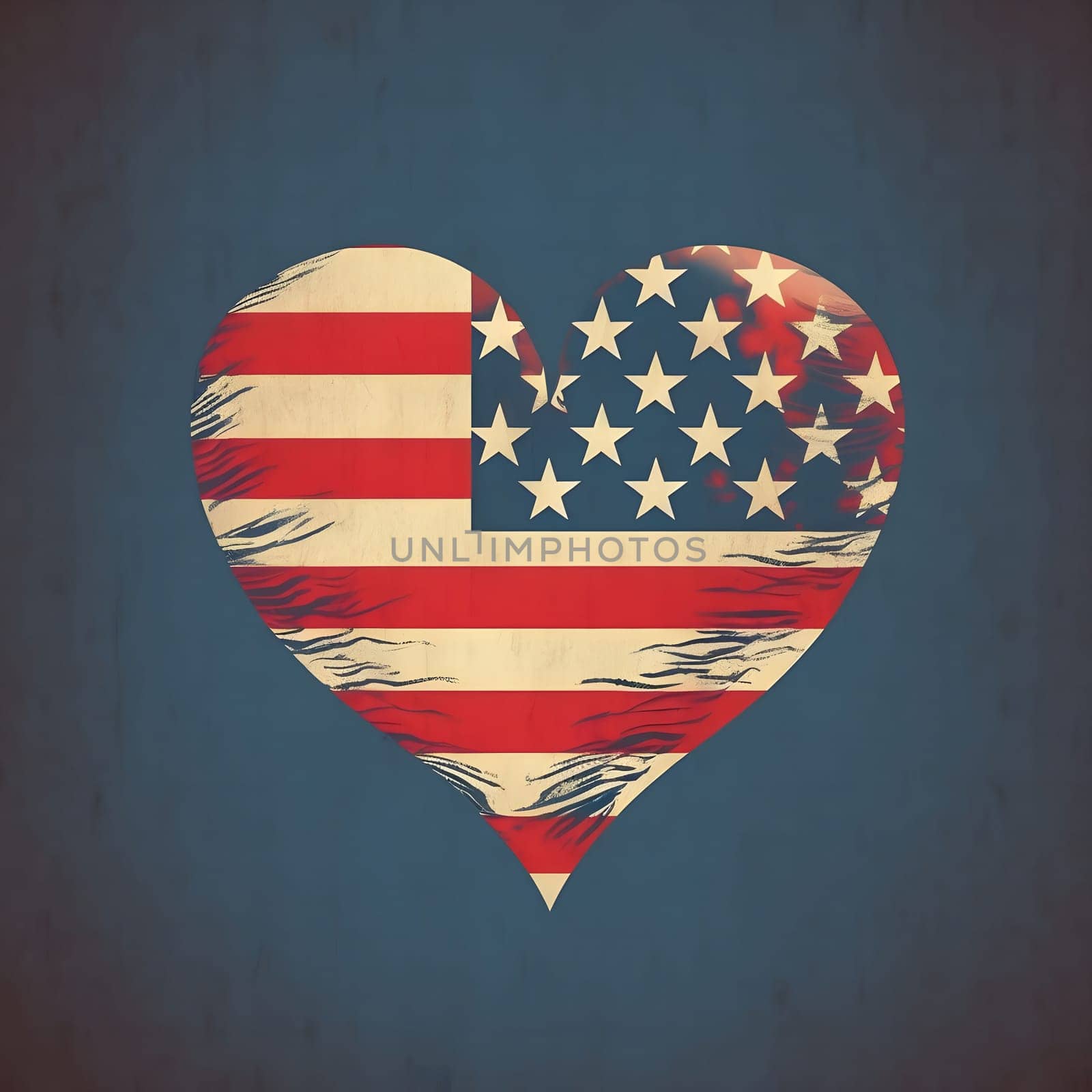 An American flag shaped into a heart, showing a patriotic and love theme.