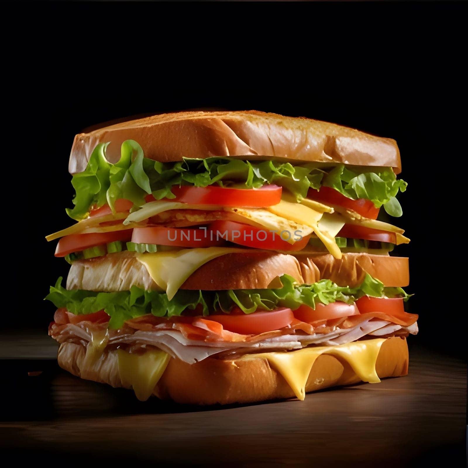 A big and tasty sandwich filled with fresh ingredients, including lettuce, tomato, meat, and cheese.