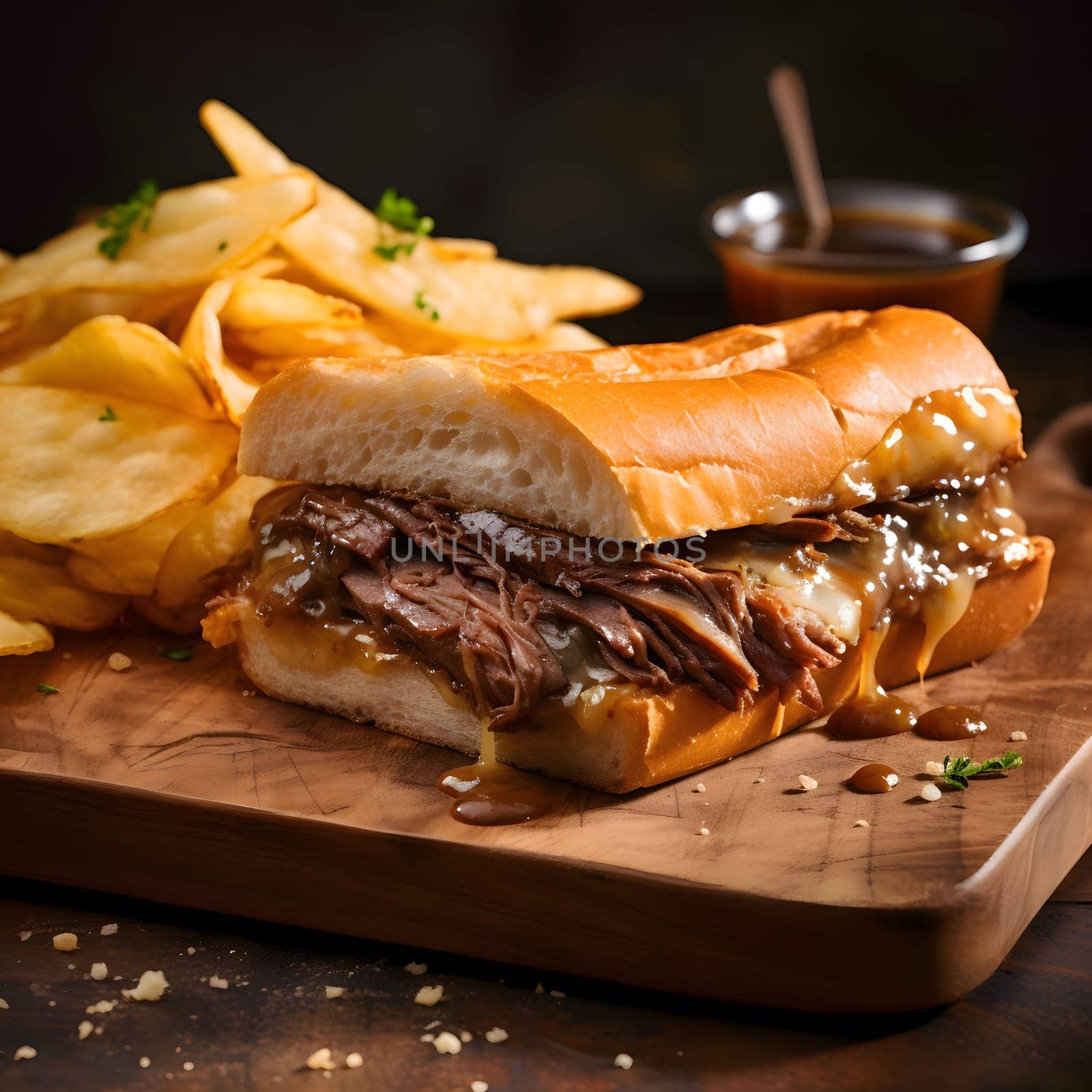 A mouthwatering roast beef sandwich piled high with tender roast beef and smothered in rich gravy.