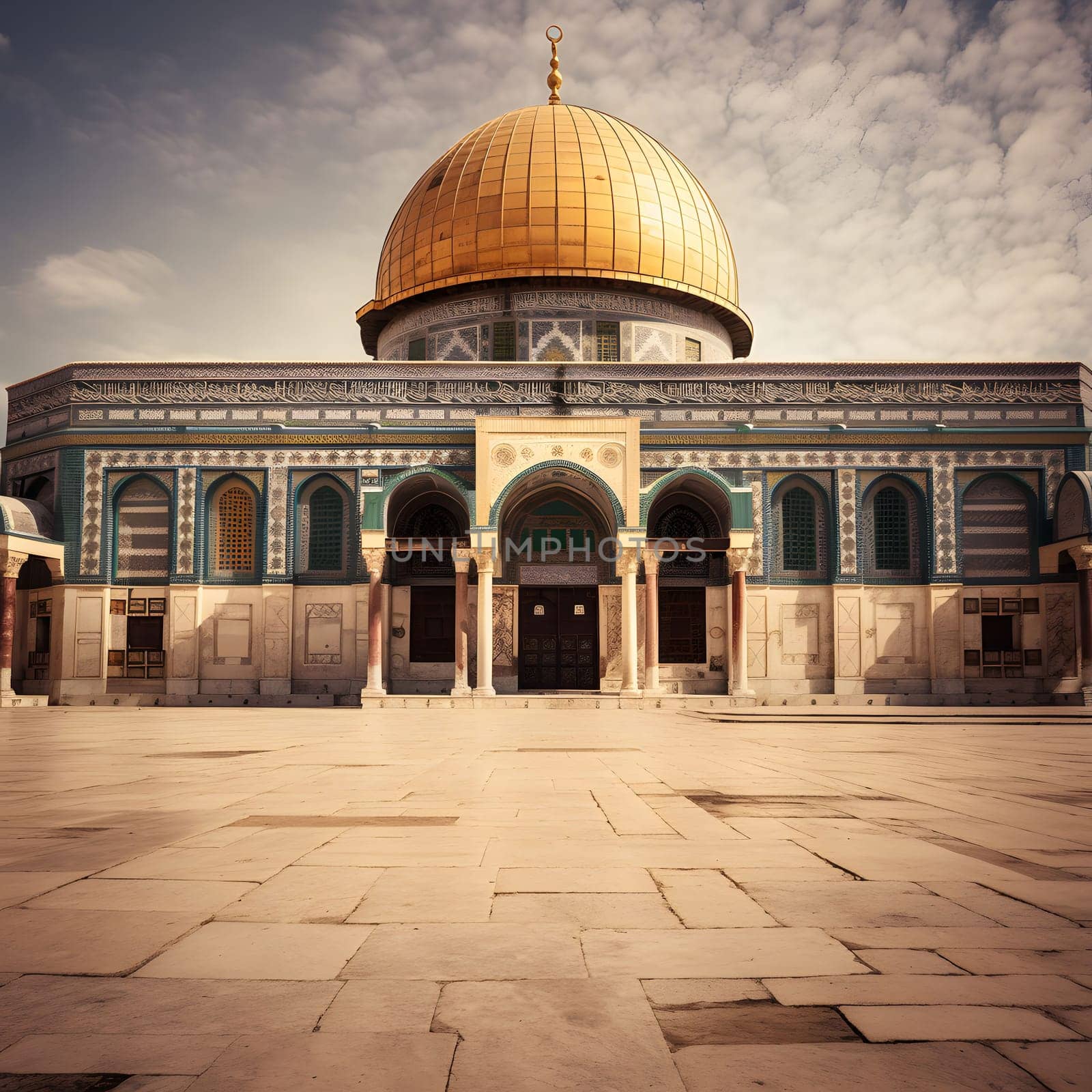 The Dome of the Rock, a Muslim shrine located in Jerusalem's Old City, is a breathtaking example of Islamic architecture. Its golden dome shines brightly against the sky, making it one of the most iconic landmarks in the city.