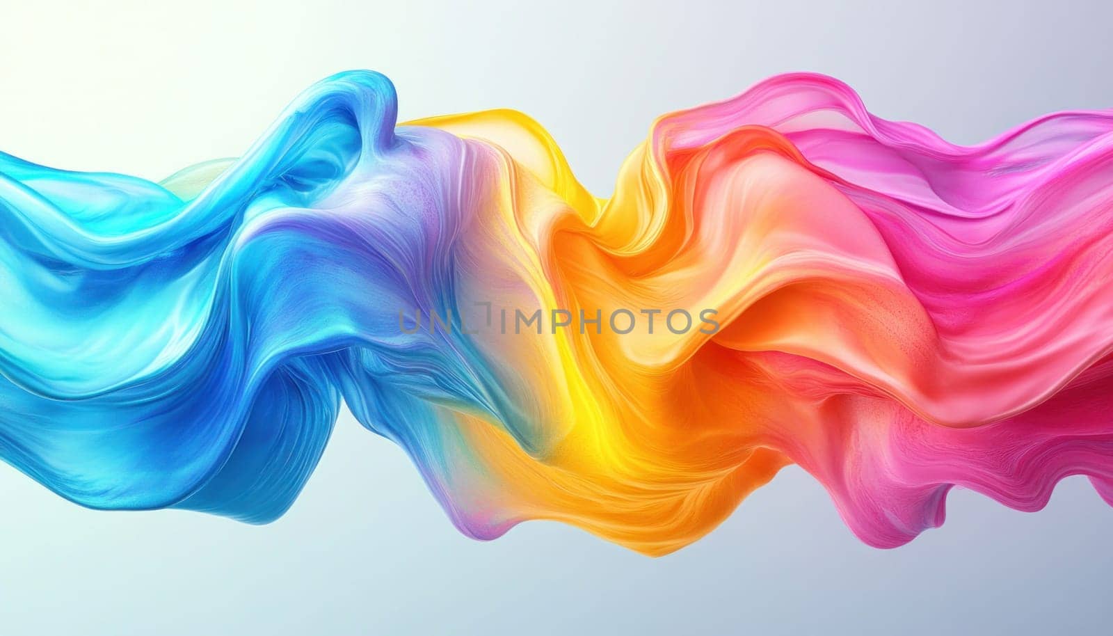 It looks like a vibrant rainbow consisting of diverse colors that are gently blown and swayed by the wind