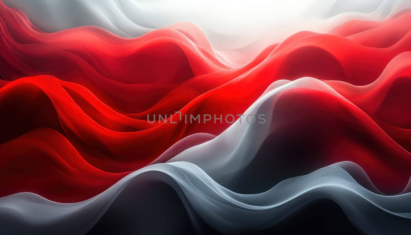 This image features a detailed closeup view of a vibrant wave showcasing the colors red, white, and blue