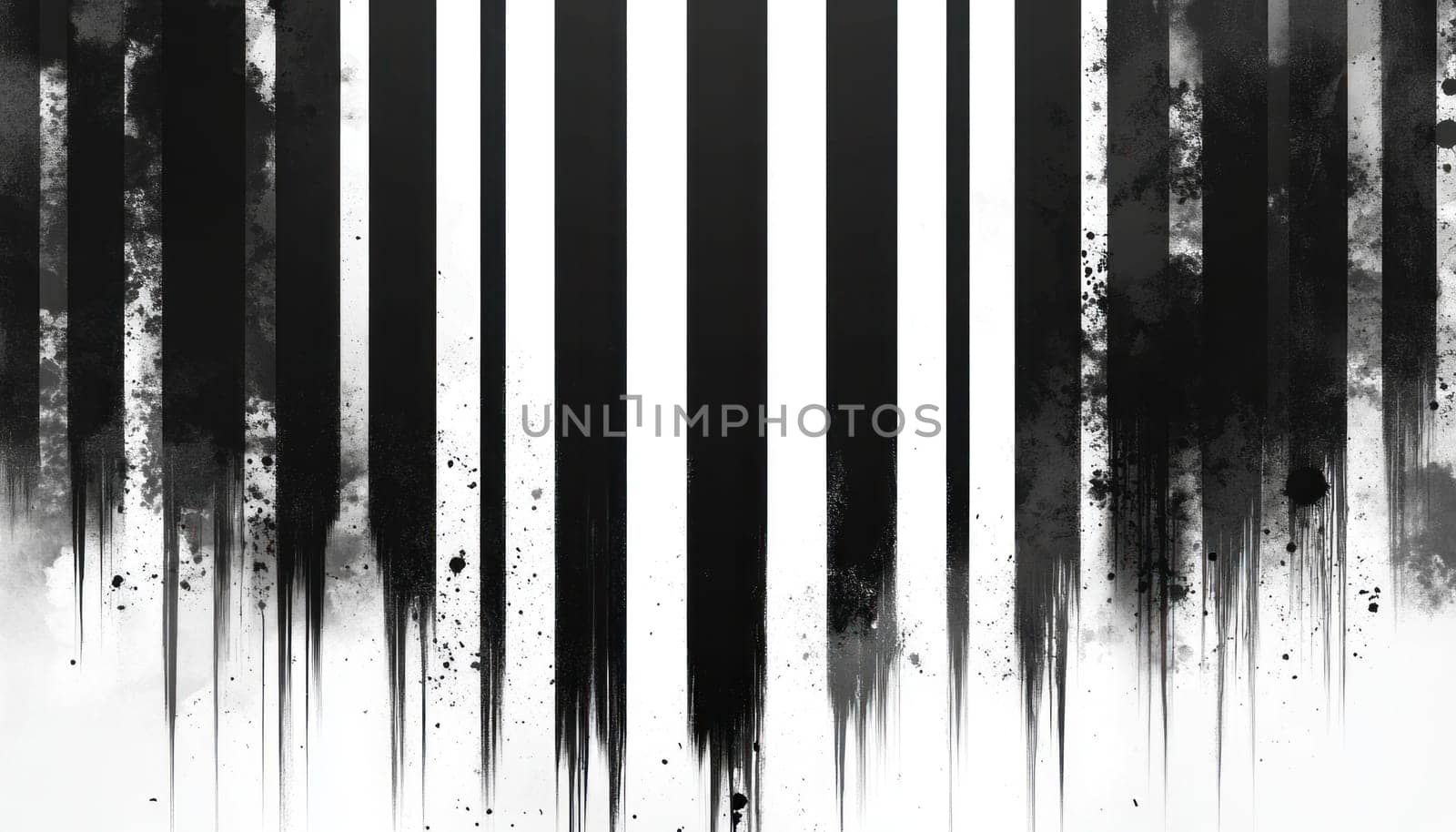 The image is a striking black and white representation featuring a barcode prominently set against a white background