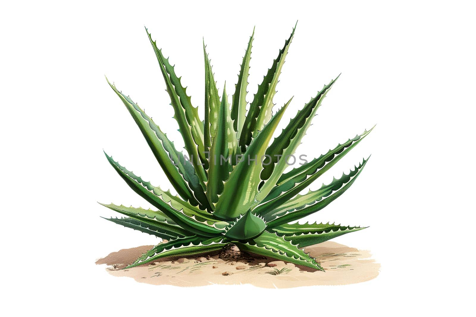 Watercolor Aloe Vera Isolated cut out Illustration