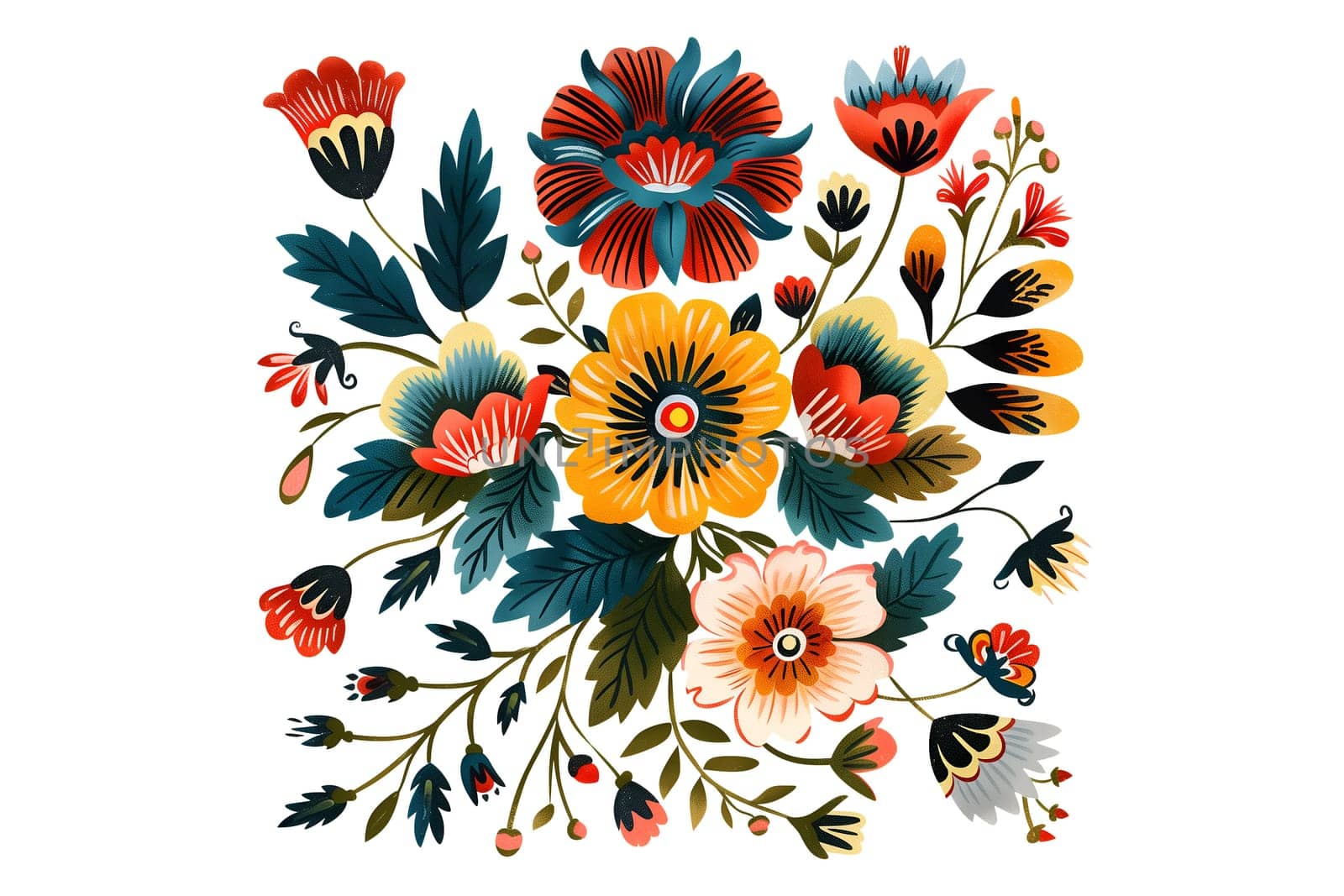 Mexican traditional flowers isolated cut-out illustration