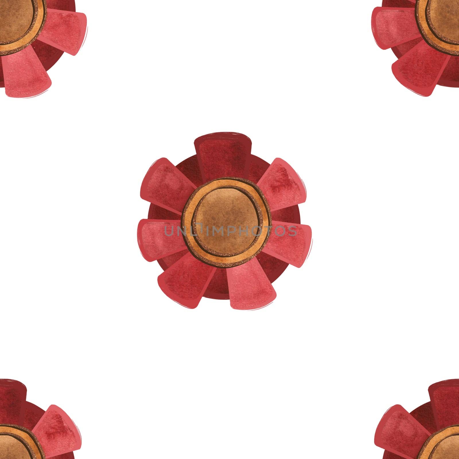Competition winner prize: seamless pattern with sparkling cups and medals. Design of the award ceremony in watercolor
