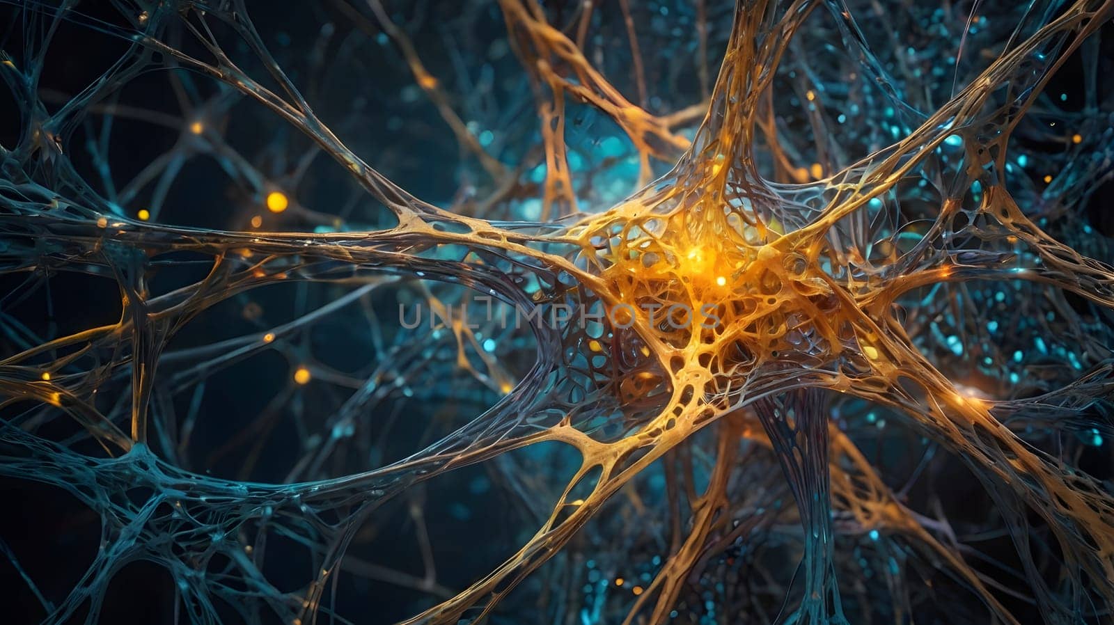 A complex network of neurons is depicted, showcasing intricate connections and glowing synapses. The vibrant colors and detailed structures highlight the dynamic interactions that occur within neural systems, emphasizing their role in communication and information processing.