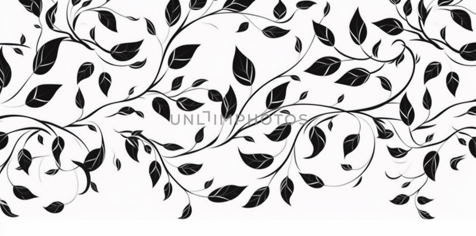 decoration leaf floral design wallpaper illustration pattern flower black plant. Generative AI. by Vichizh