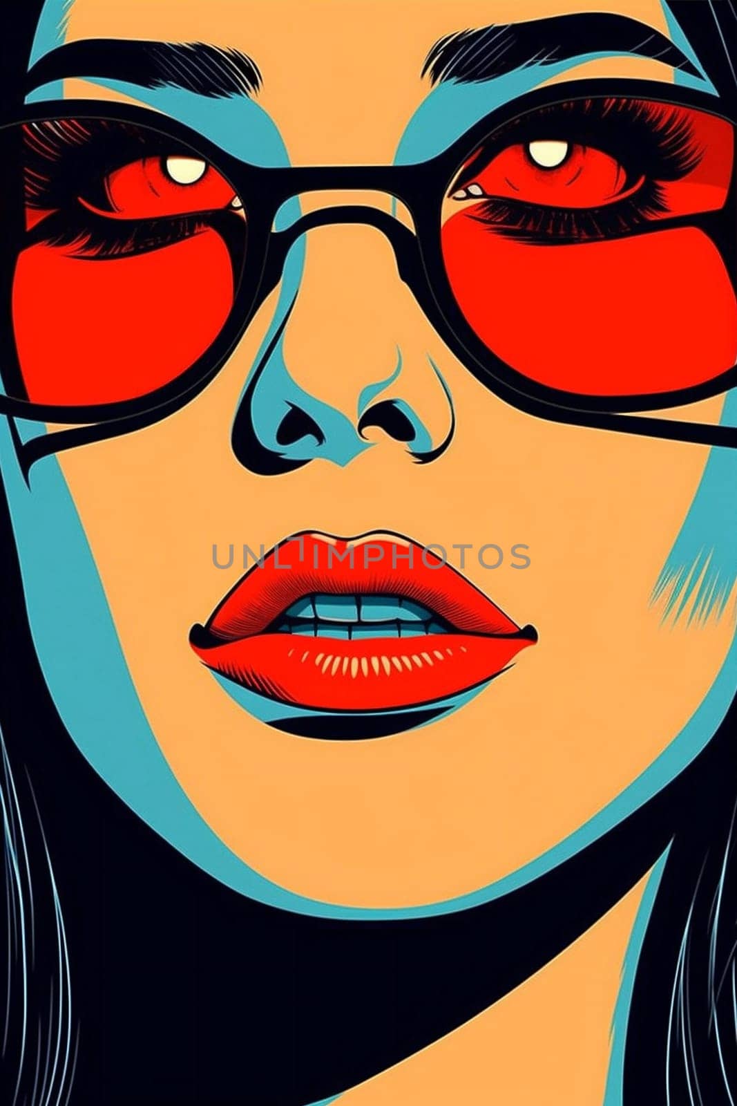 woman retro art fashion girl poster illustration discount face comic wow. Generative AI. by Vichizh