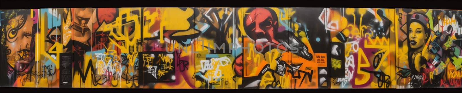 paint abstract spray art banner colourful graffiti urban background wall yellow. Generative AI. by Vichizh