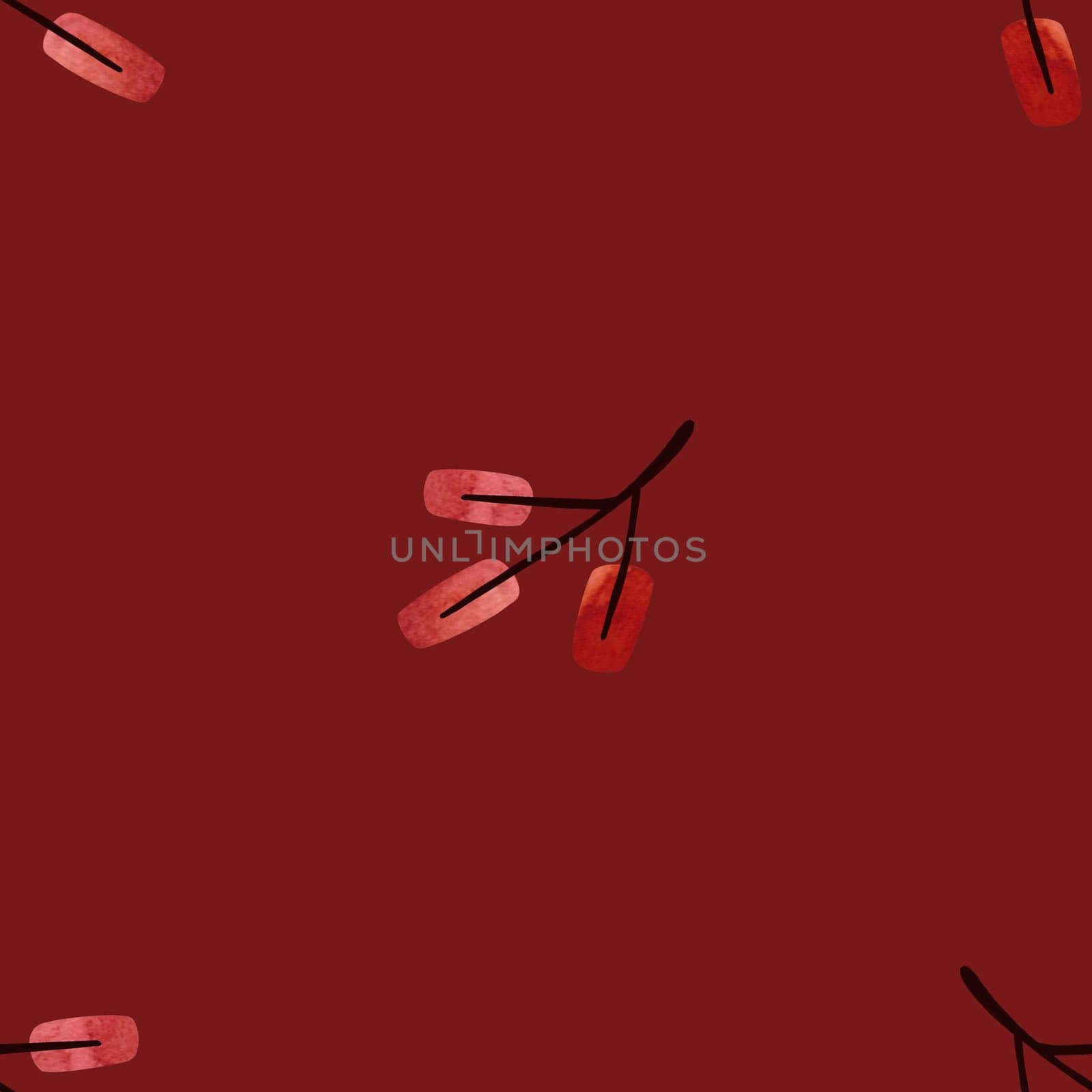 Watercolor seamless pattern with twigs and autumn leaves. Pattern for seasonal wrapping paper, fabric, textile