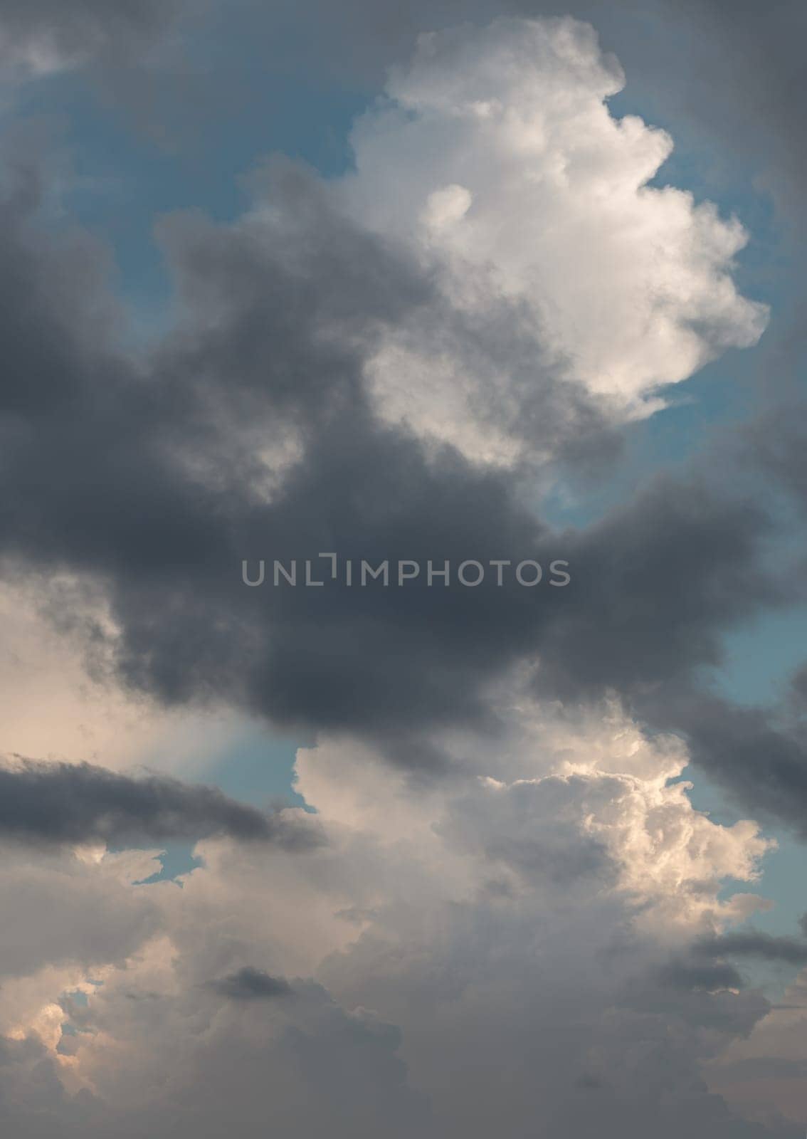 The sky is being covered with fluffy white clouds. Amazing clouds like a heaven for background wallpaper and texture, Concept idea of Imaginative clouds nature, Nature abstract composition, Space for text, Selective focus.
