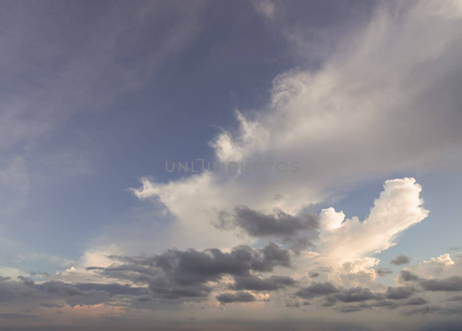 The sky is being covered with white clouds. Amazing clouds like a heaven for background wallpaper and texture, Concept idea of Imaginative clouds nature, Nature abstract composition, Space for text, Selective focus.