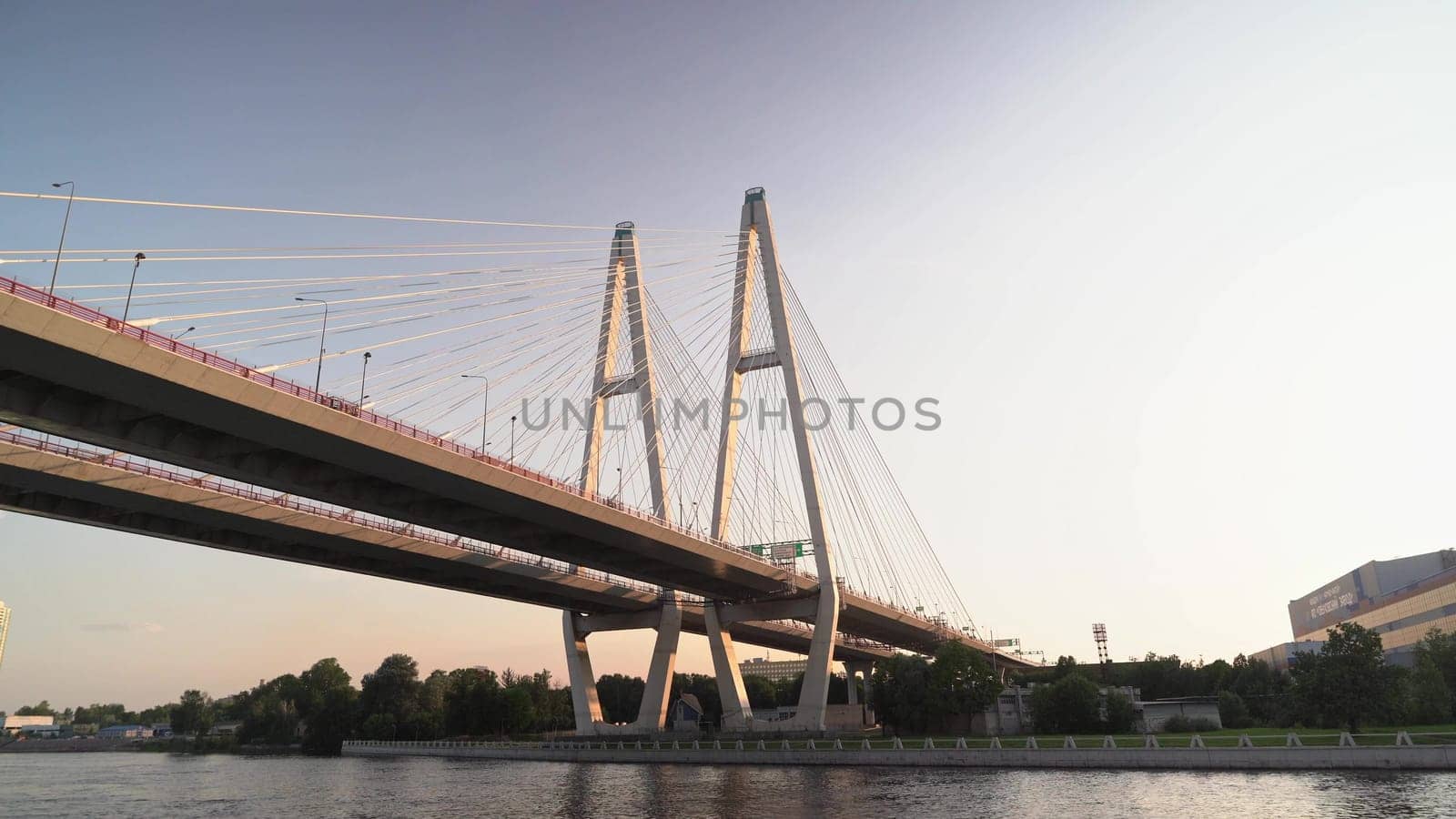 Russia, St. Petersburg , July 26 , 2024 - cable-stayed bridge over the Neva River