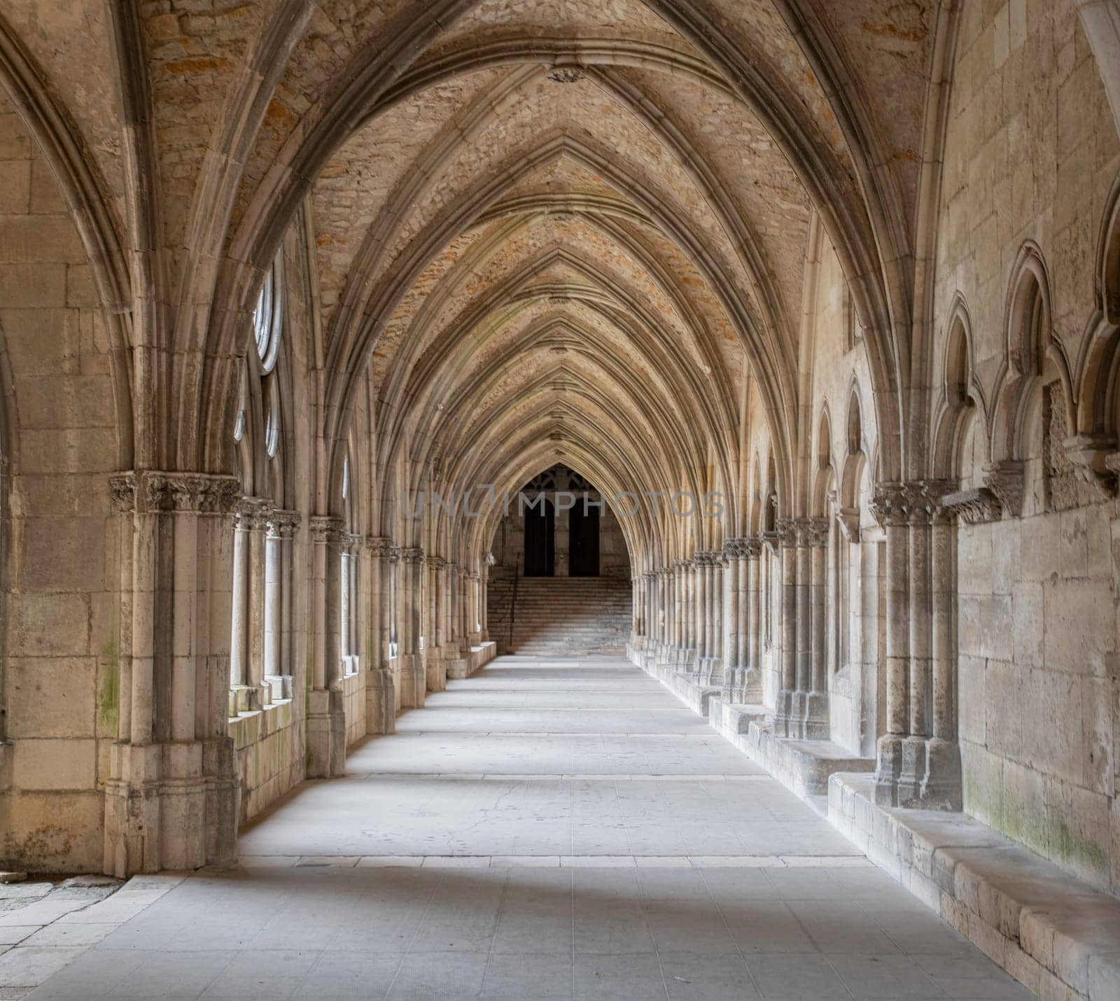 a old corridor with arches in Saint Etienne cathedral, France , Meurthe et Moselle, Toul, beautifull architecture