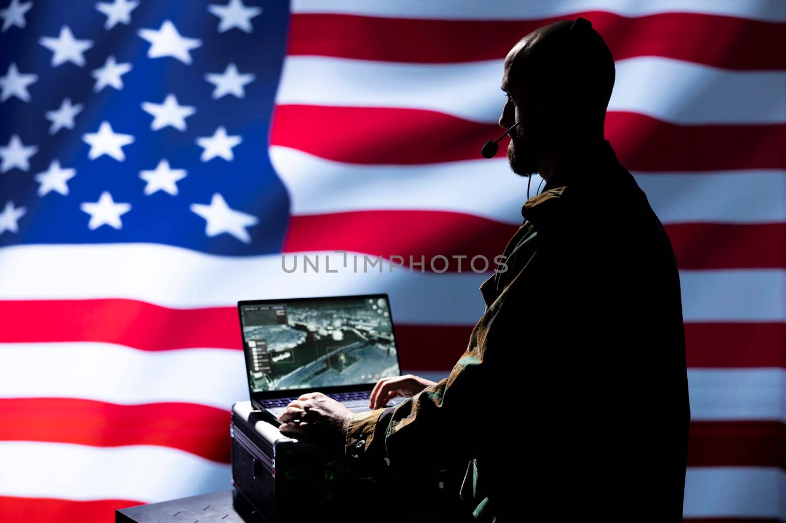 American NATO air defense operator uses radar detecting missile attacks, conducting space surveillance and satellite tracking. United States agent uses military software preventing rockets