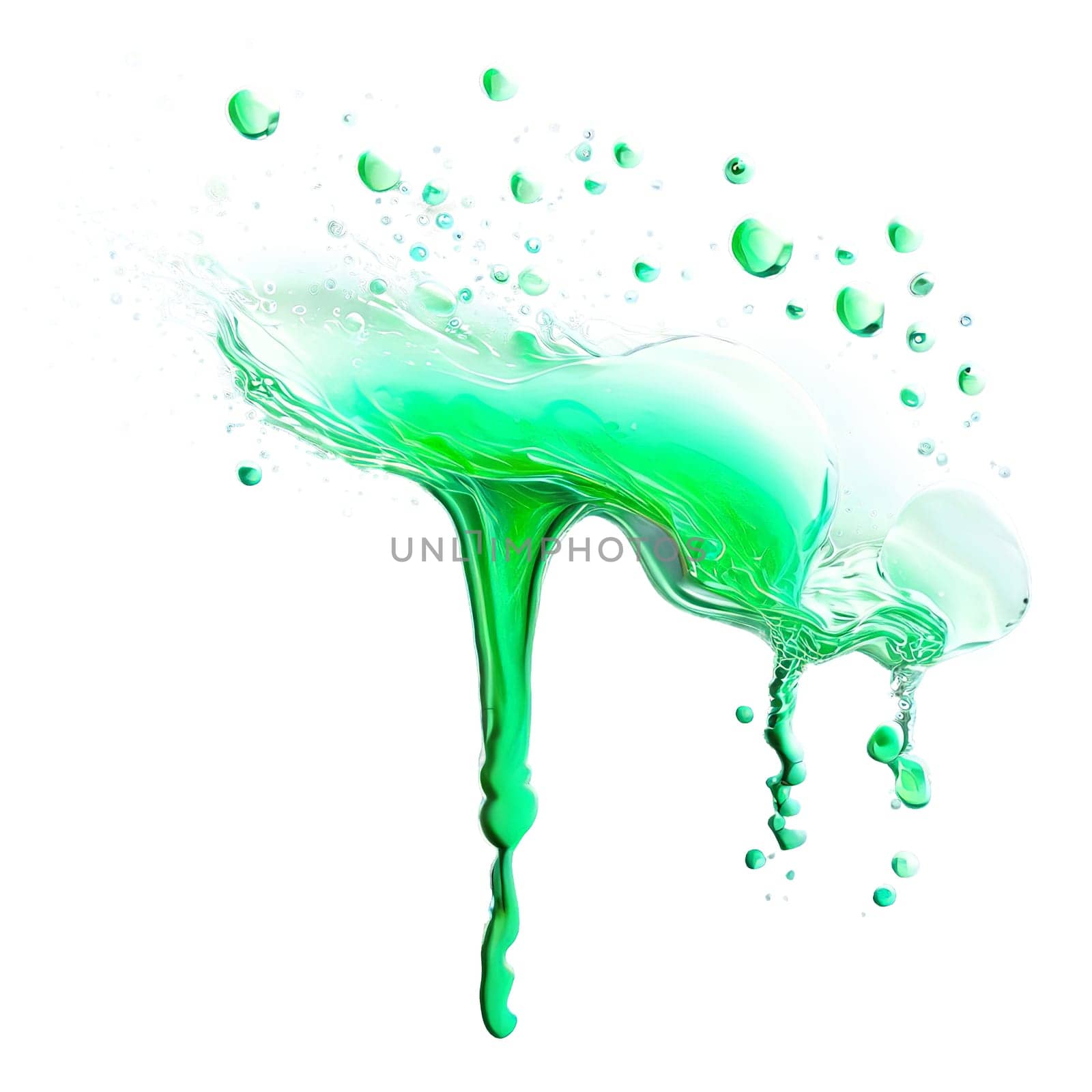 Vibrant drop water paint strokes merge in a dance of colors on a transparent canvas.