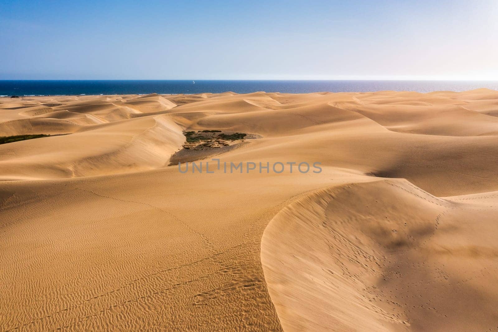 View of the Natural Reserve of Dunes of Maspalomas, in Gran Canaria, Canary Islands, Spain. Beautiful view of Maspalomas Dunes on Gran Canaria, Canary Islands, Spain.