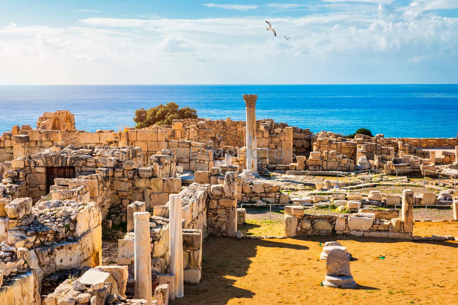 Κourion ancient ruins of the ancient city. Achilles' House Kourio Basilica at The Sanctuary of Apollo at the Kourion World Heritage Archaeological site near Limassol (Lemesos), Cyprus