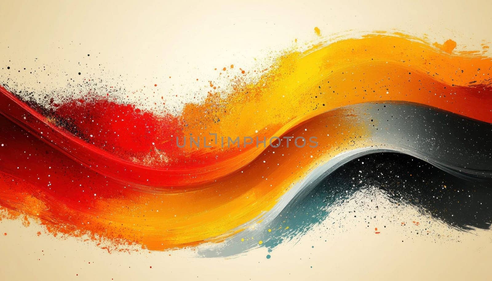 This is a beautiful painting that depicts a vibrant and colorful wave against a clean white background