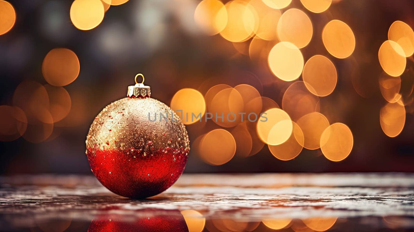 Christmas ball for the holiday tree. Shiny bauble for winter Xmas holidays. Generated AI