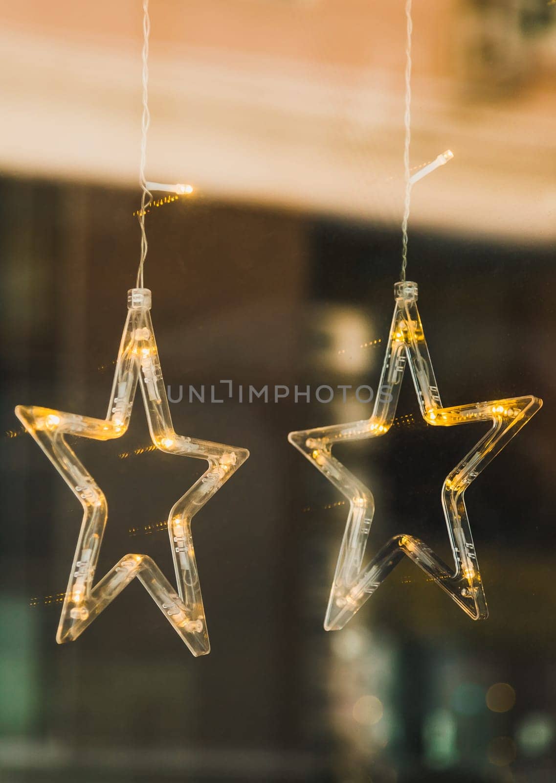 Decor star for lightning and decoration during winter time for Christmas store or window shops in winter holidays city street - celebration and festive
