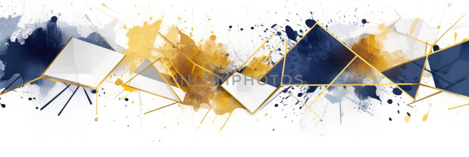 Abstract watercolor artwork mixed with buzzy geometric shapes for background of social media banner generative AI image