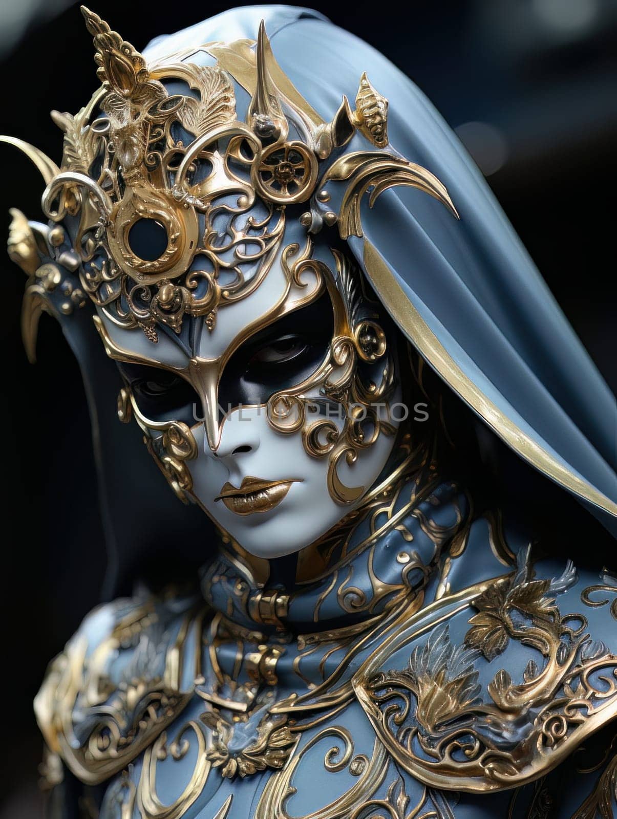 Woman in Venetian carnival mask, festive masquerade. AI by but_photo