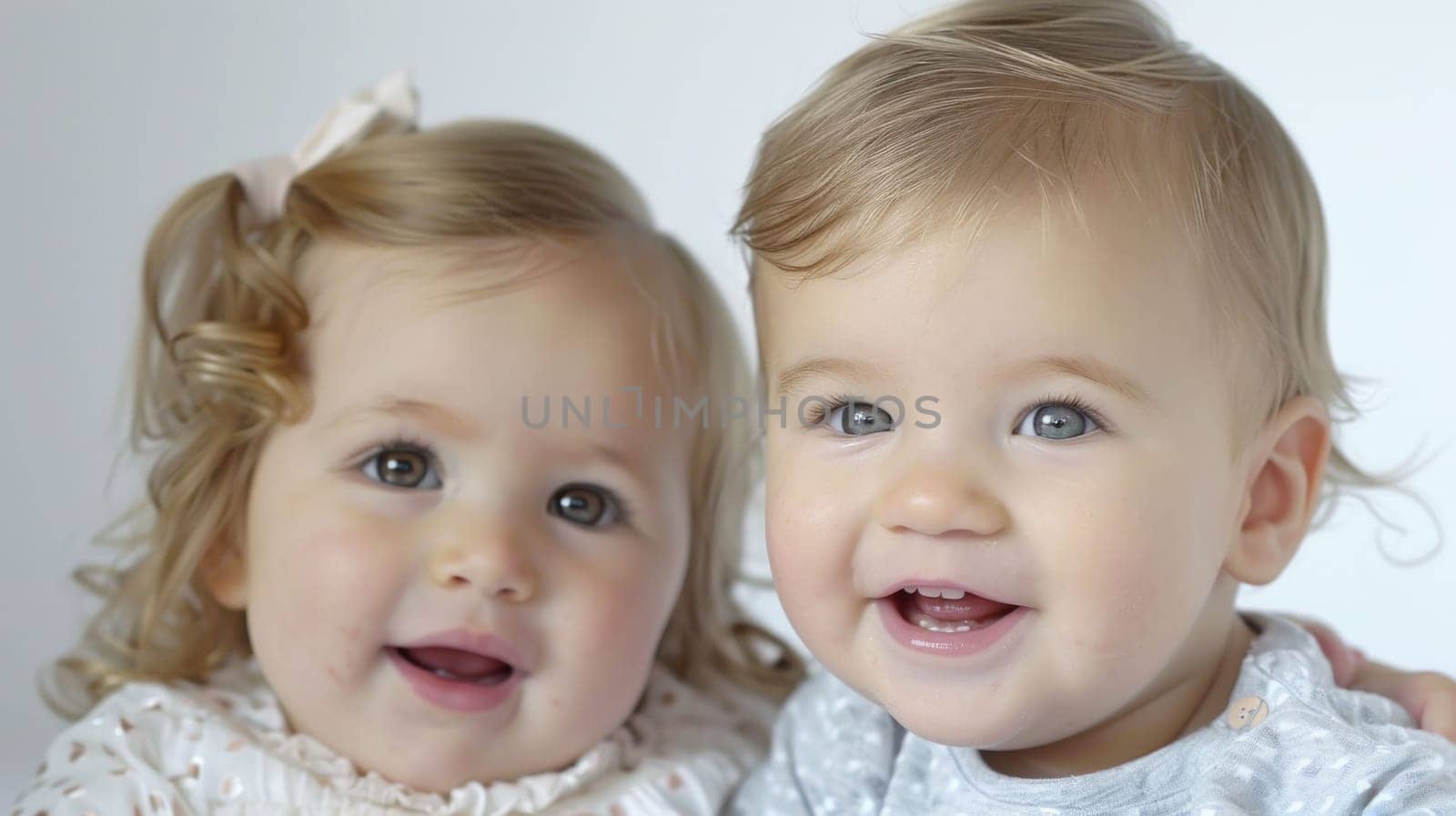 Adorable infants with joyful expressions, wearing pastel outfits, showcasing innocence and happiness