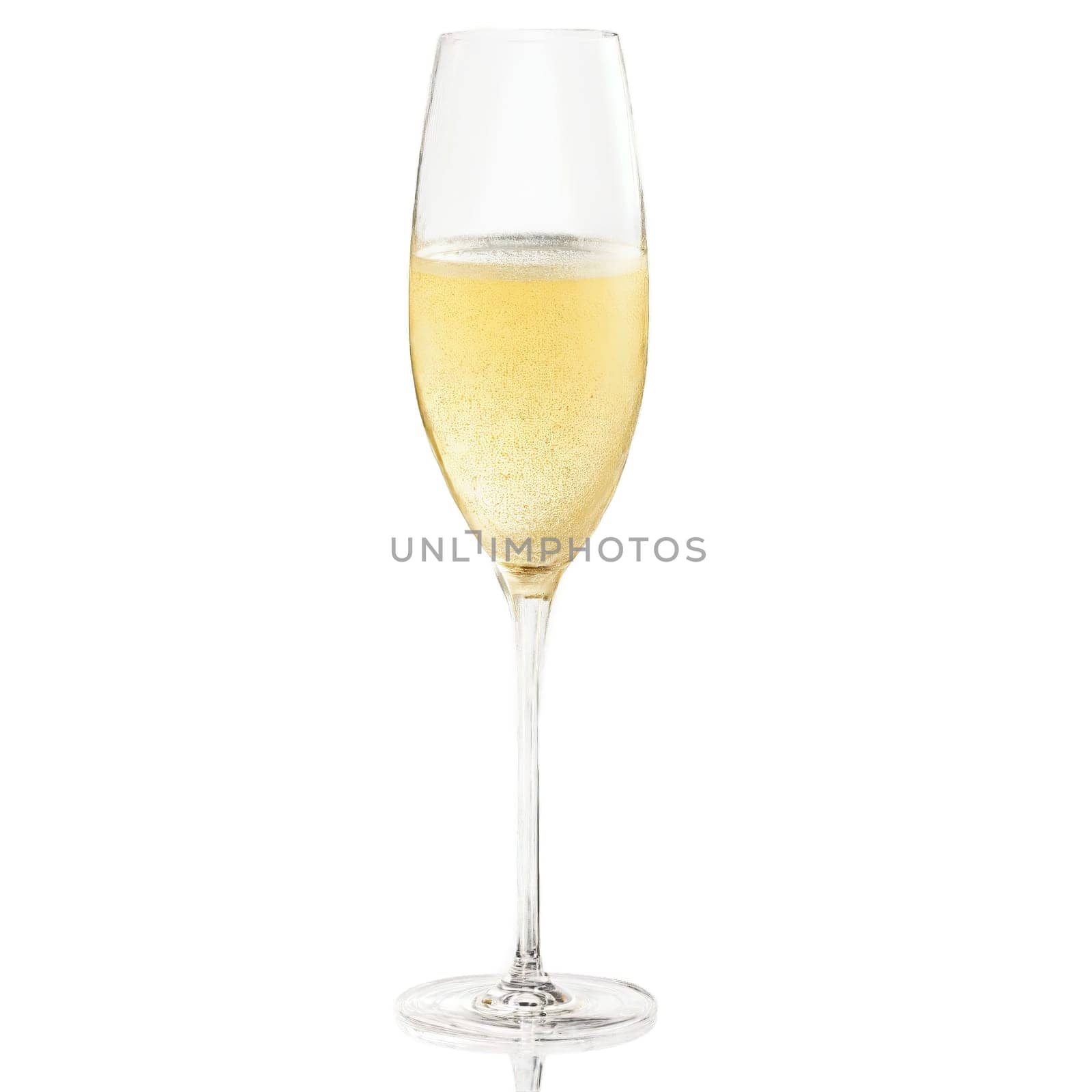 Orrefors Difference Sparkling glass modern geometric crystal bowl long stem shimmering golden champagne gentle swirl. Close-up wine glass, isolated on transparent background