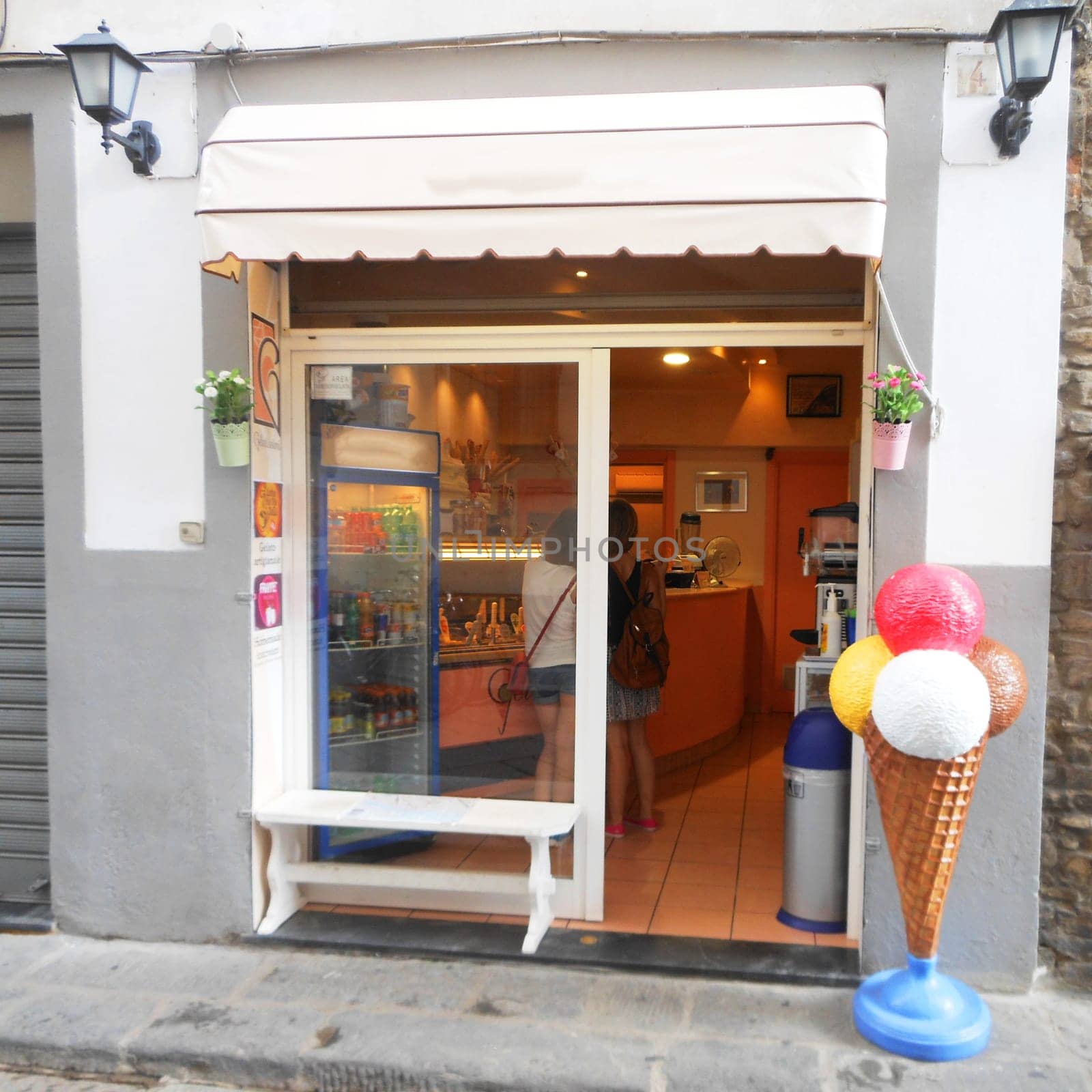 Ice cream shop on the street of a european city
