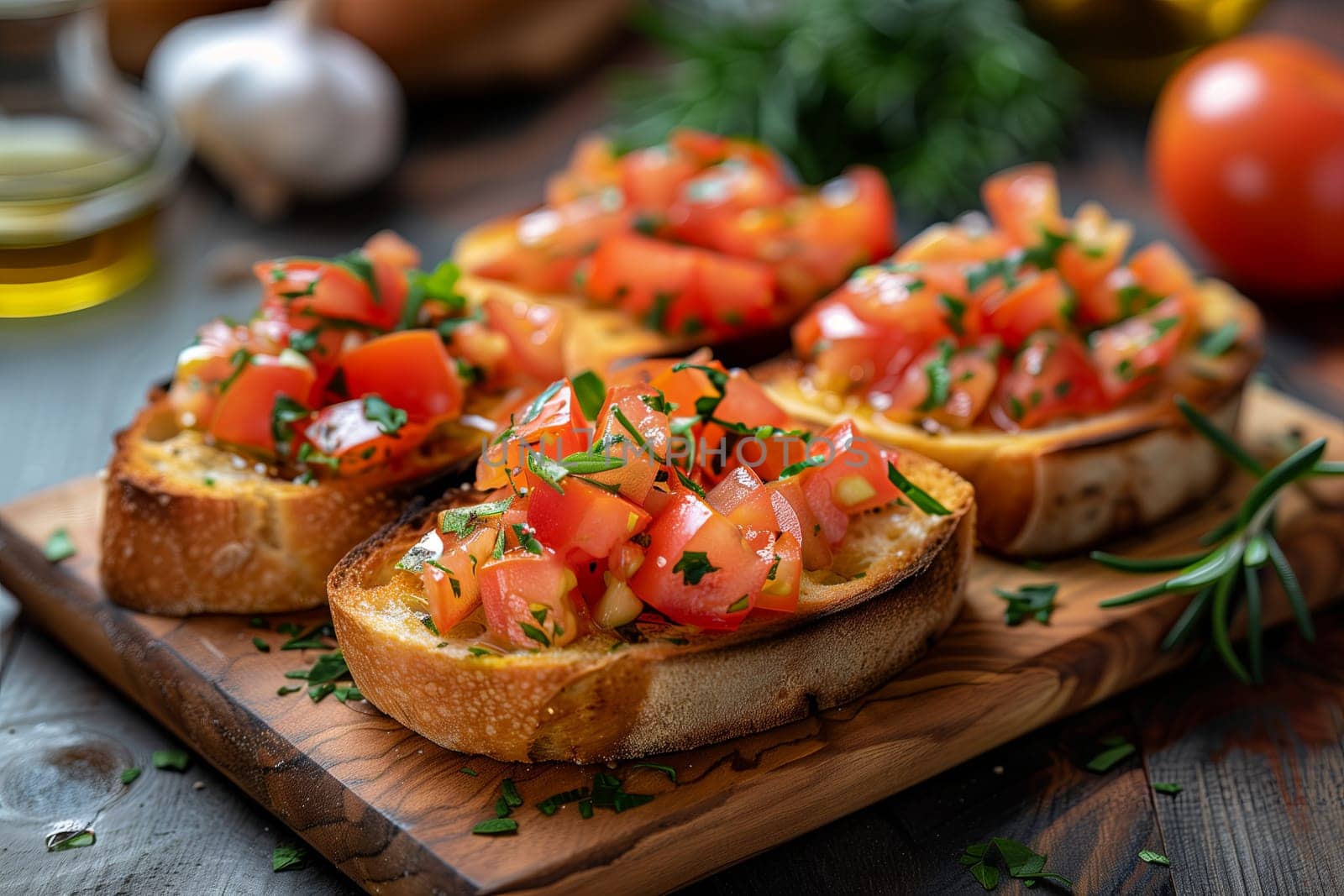 bruschetta with garlic tomato and olive oi