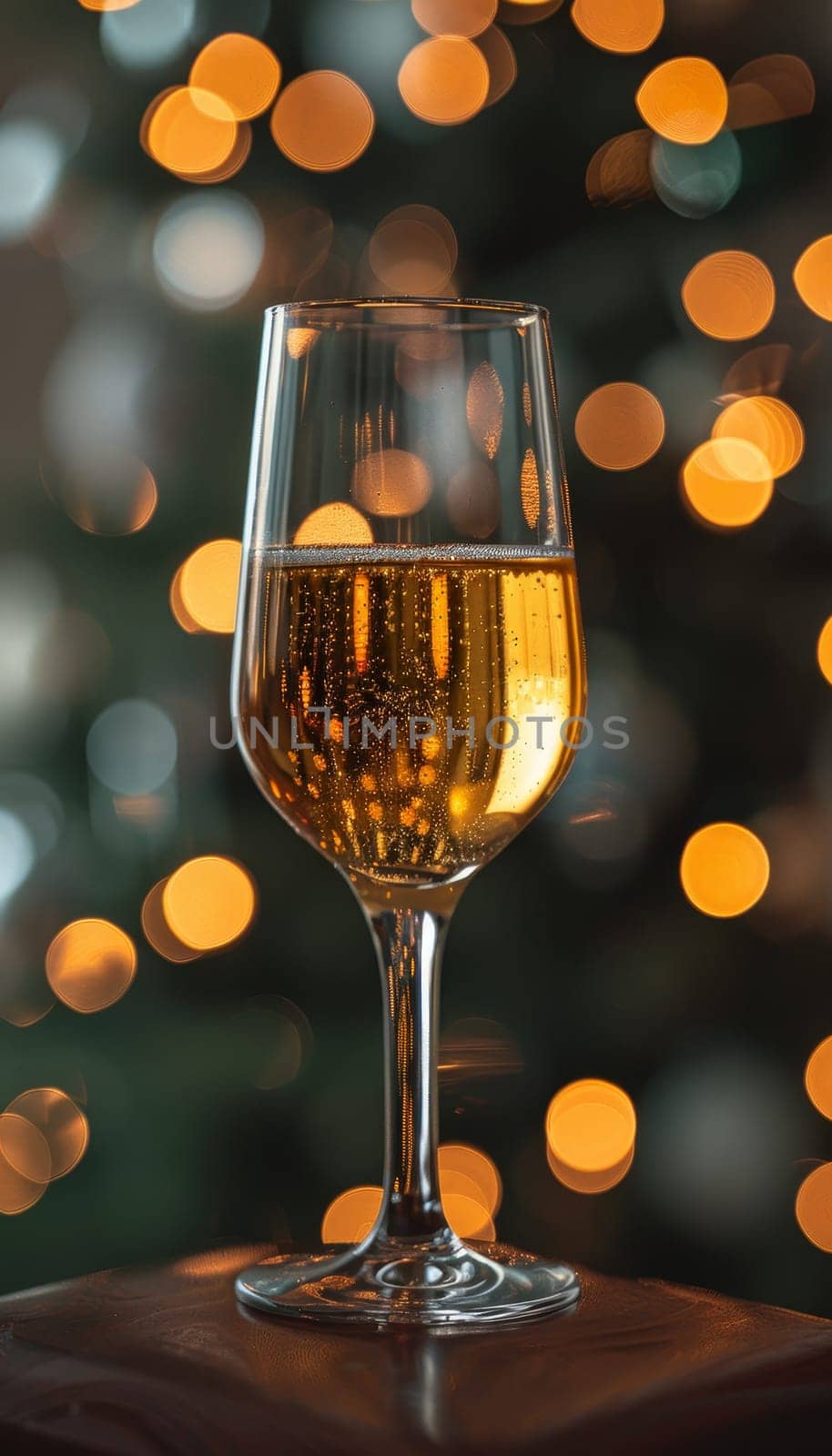 New year s eve celebration abstract bokeh background with sparkling champagne glass