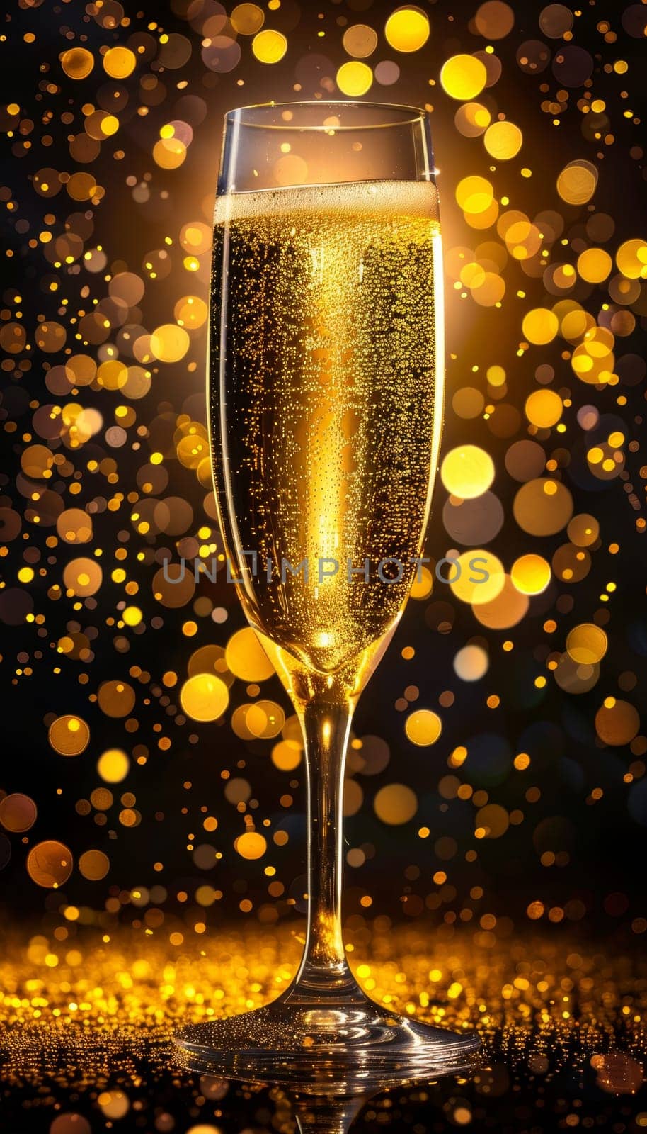 New year s eve bokeh background with champagne glass abstract celebration concept