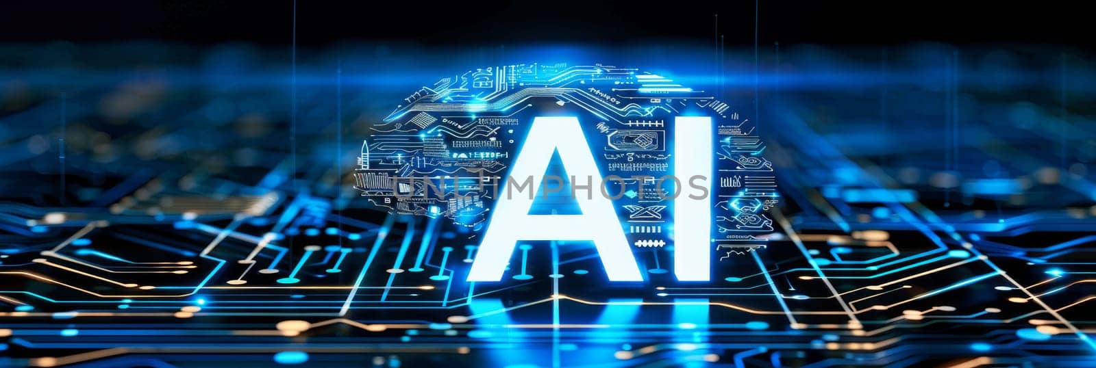 Abstract bokeh background with ai letters representing artificial intelligence innovations